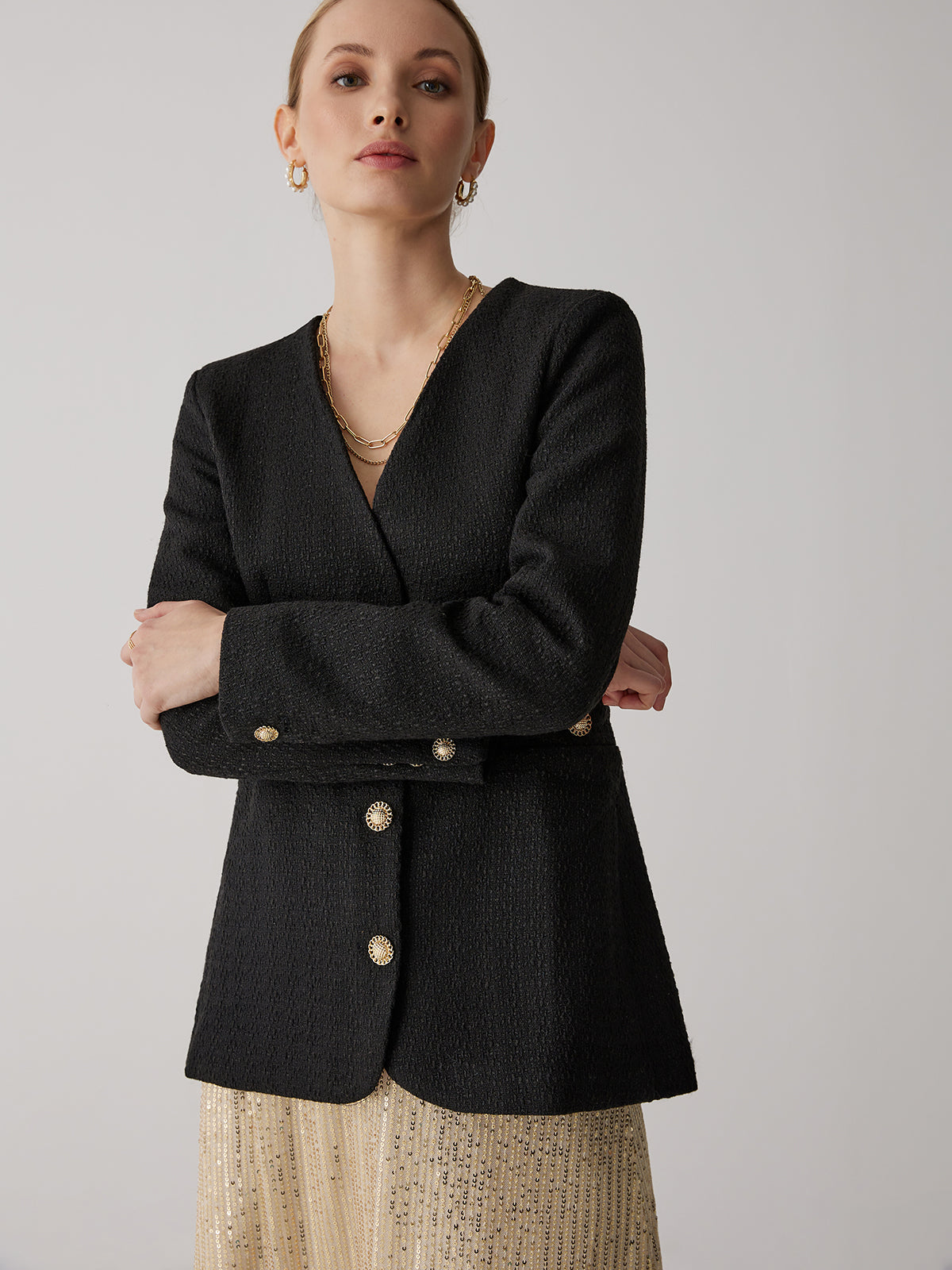 Vintage Siyah Tüvit Blazer