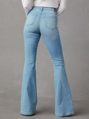 Yırtık Denim Flare Jeans