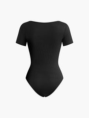 Nervürlü Kare Yaka Bodysuit