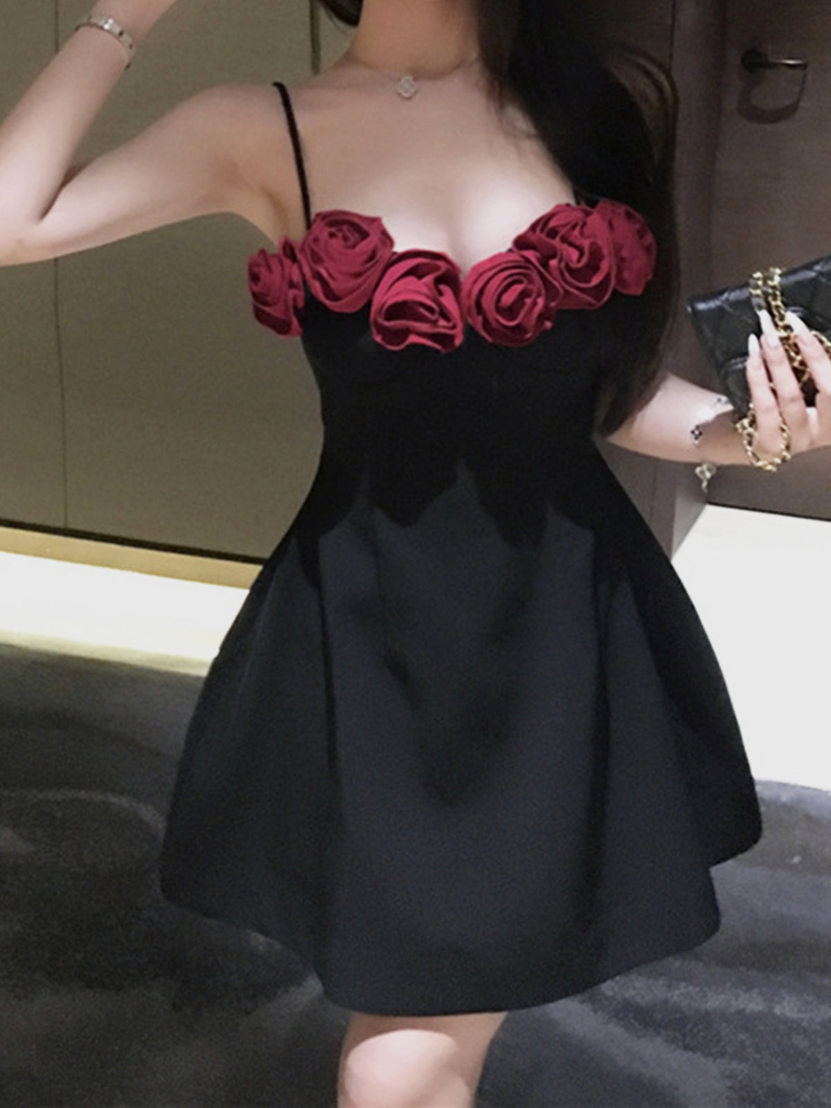 3D Rose Piping Pluffy Dress