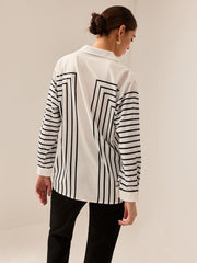 Geometric Striped Polo Shirt