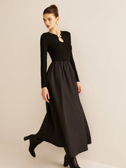 Keyhole Neckline Panel Dress