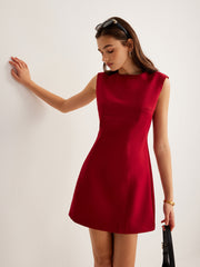 Plain Zipper Tank Short Dress