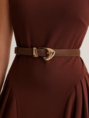 Versatile Buckle Slim Leather Belt