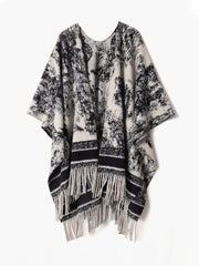 Retro Ink Painting Tassel Shawl Scarf